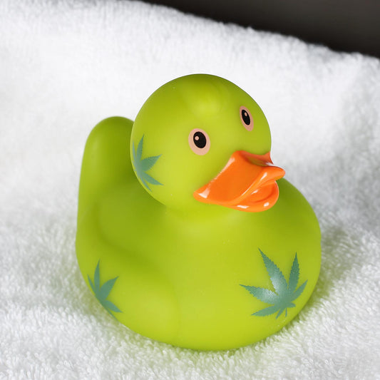 Lustige Cannabis Badeente in Grün