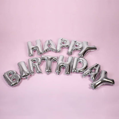 Folienballon-Set Happy Birthday in silber