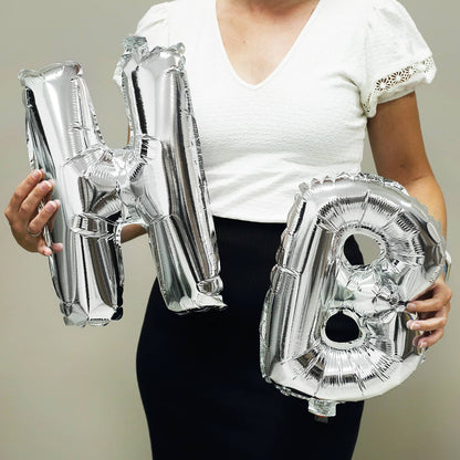 Happy Birthday Ballon-Set in silber