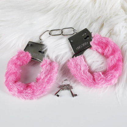 Handschellen mit rosanem Plüsch und zwei Schlüsseln