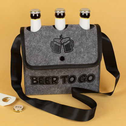 Graue Umhängetasche - Bier to go - für Männer zum Vatertag