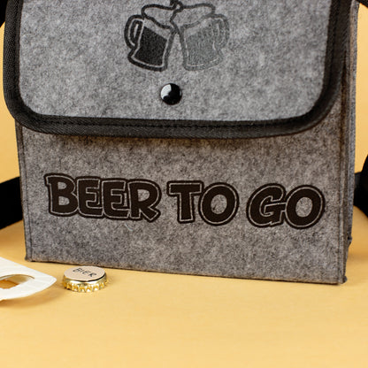 Graue Umhängetasche - Bier to go - für Männer zum Vatertag