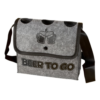 Graue Umhängetasche - Bier to go - für Männer zum Vatertag