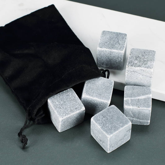 Whiskey Kühlsteine 6er Set mit Samtbeutel