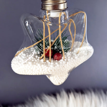 LED Weihnachtskugeln mit Schnee und Zweig in 3 Formen