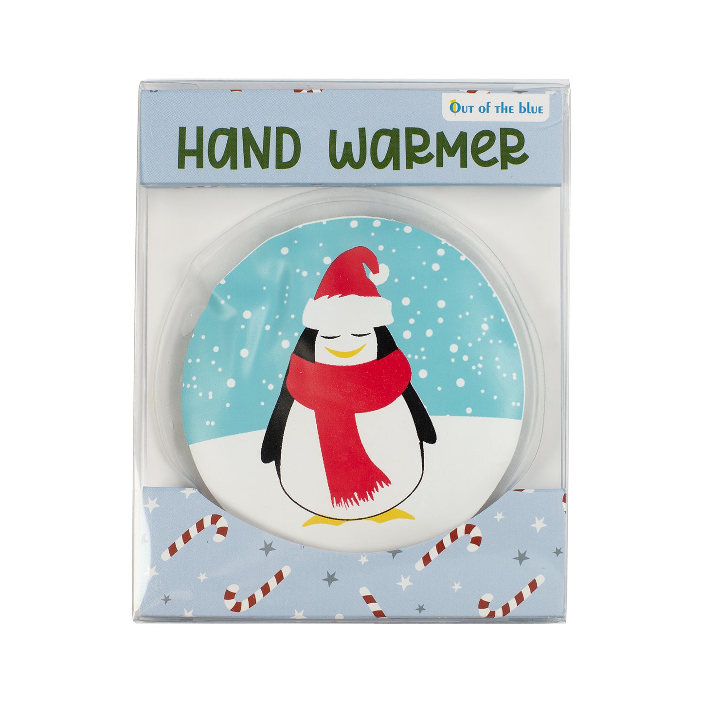 Pinguin-Handwärmer in Geschenkverpackung mit winterlichem Design