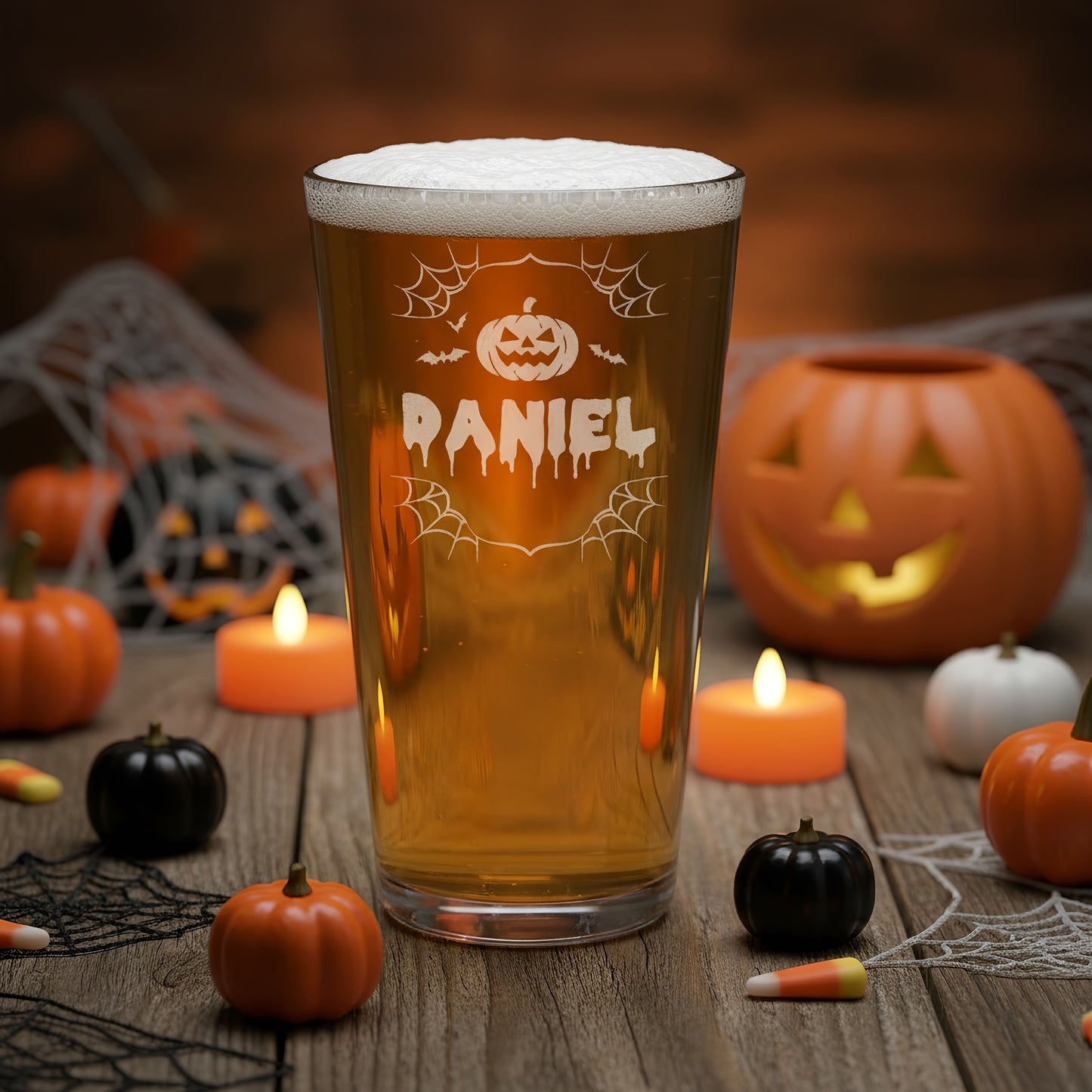 Trinkglas mit Gravur zu Halloween | 300 ml | Graviertes Glas mit Grusel-Motiv