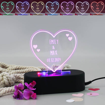 Acrylampe in Herzform