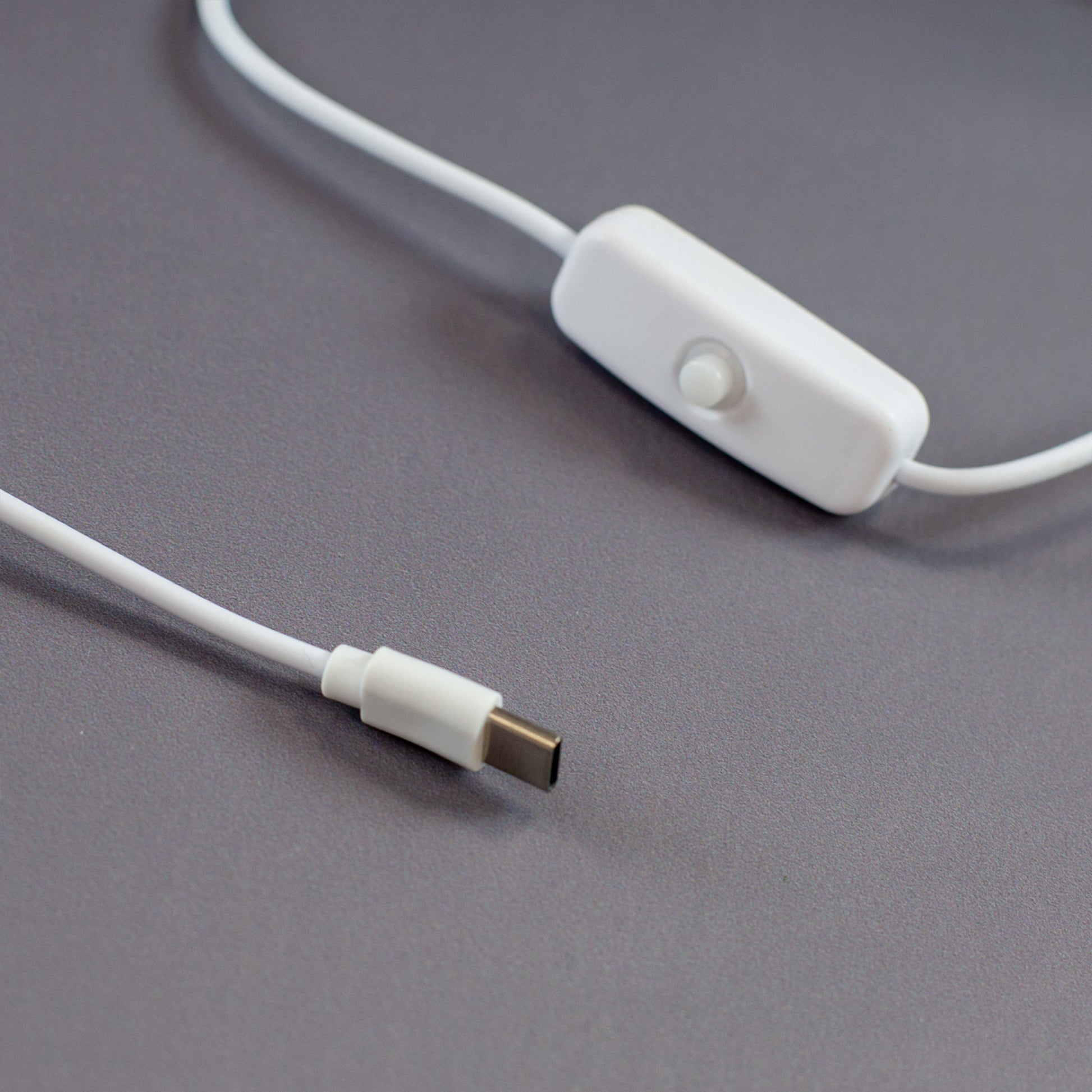 Nahaufnahme des USB-C-Kabel mit Schalter und Anschluss