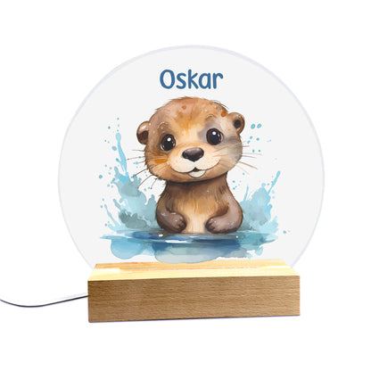 Acryllampe mit Ottermotiv als Nachtlicht für Kinder