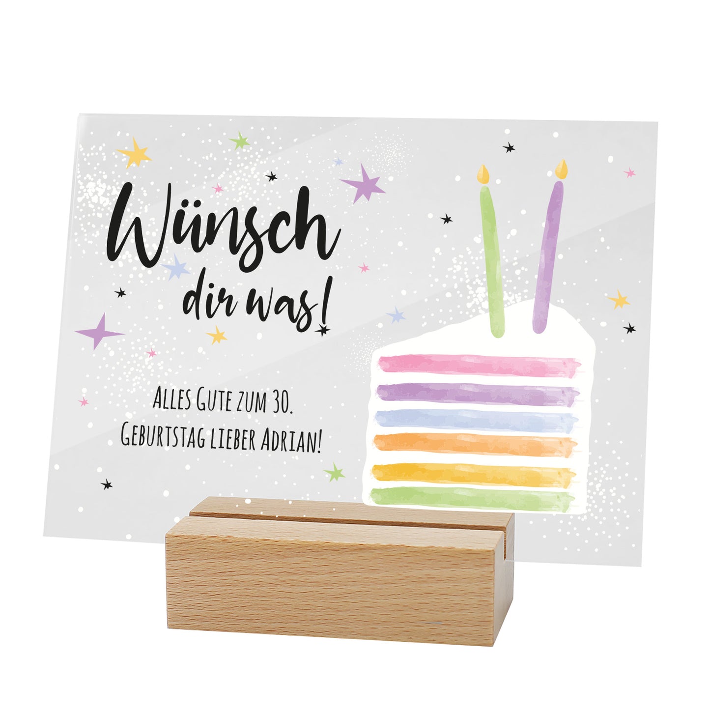 Personalisierbares Acrylschild zum Geburtstag | Perfekt als Geldgeschenk | Tortenmotiv