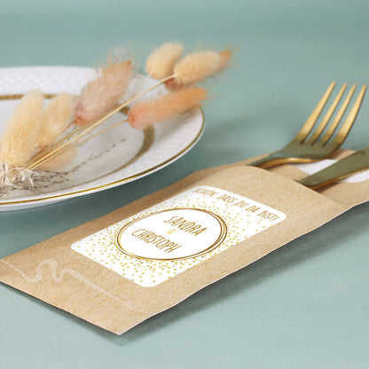 Seitenansicht Serviettetüte mit möglicher Platzierung auf Hochzeitstisch