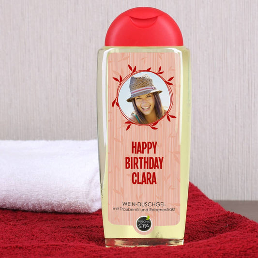 Wein- Duschgel mit Ihrem Foto und Wunschtext