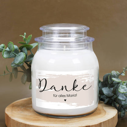 Danke - Duftkerze im Glas mit Ihrem Wunschtext