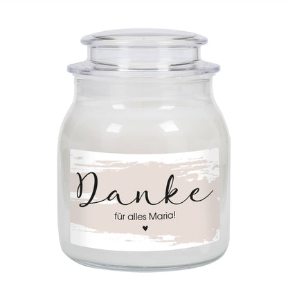Danke - Duftkerze im Glas mit Ihrem Wunschtext