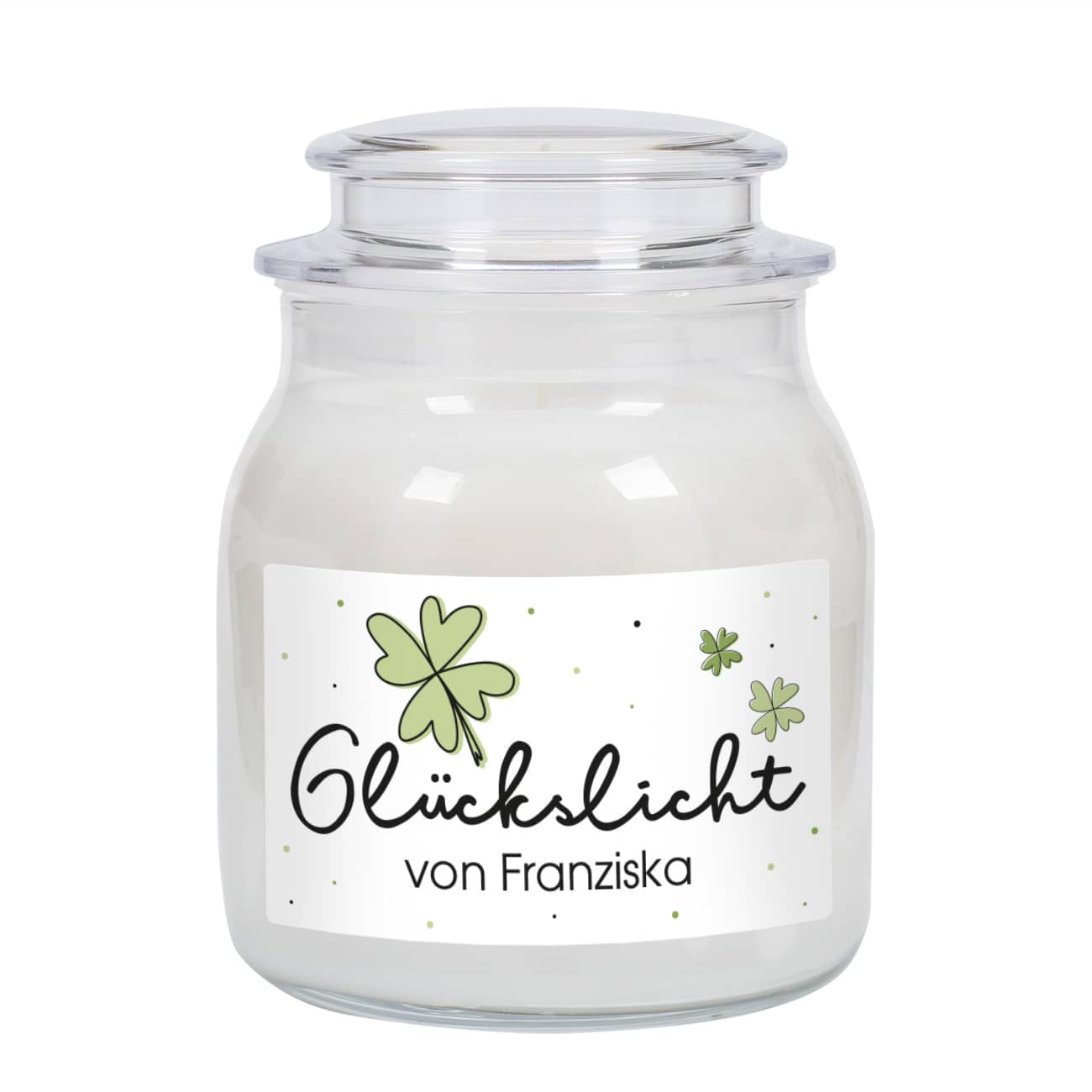 Glückslicht - Duftkerze im Glas mit Ihrem Wunschaufdruck