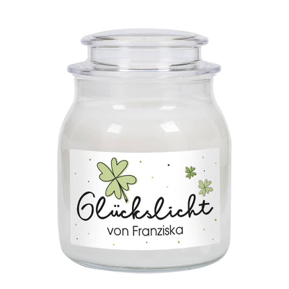 Glückslicht - Duftkerze im Glas mit Ihrem Wunschaufdruck