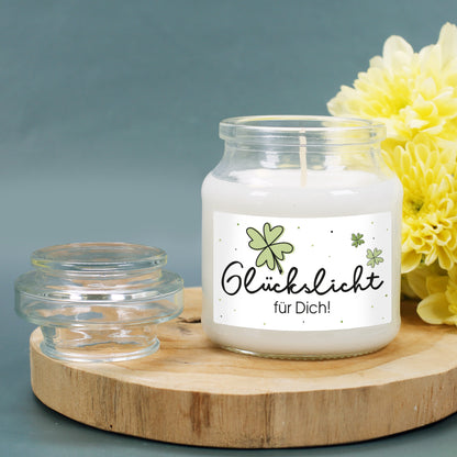 Duftkerze zum Glück wünschen mit Text personalisiert