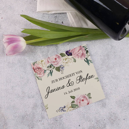 Flaschenaufkleber zur Hochzeit mit Namen