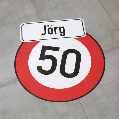 Fußbodenaufkleber Verkehrszeichen zum Geburtstag
