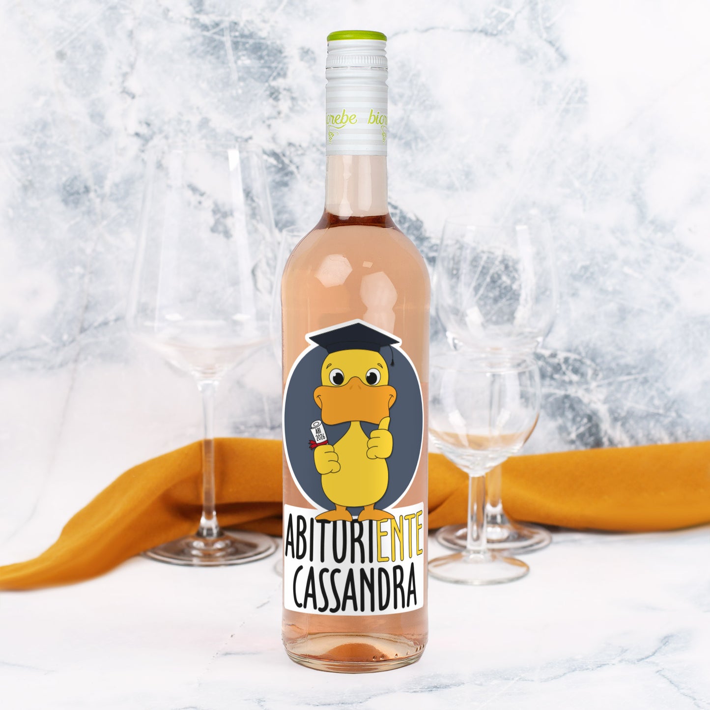 Biorebe Wein - AbituriENTE mit Entenmotiv, Name und Abschlussjahr