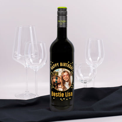 Personalisierter Biorebe Wein zum Geburtstag mit Foto & Name | Happy Birthday