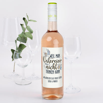Biorebe Wein zu Ostern mit Wunschtext | „Weil man Ostereier nicht trinken kann“