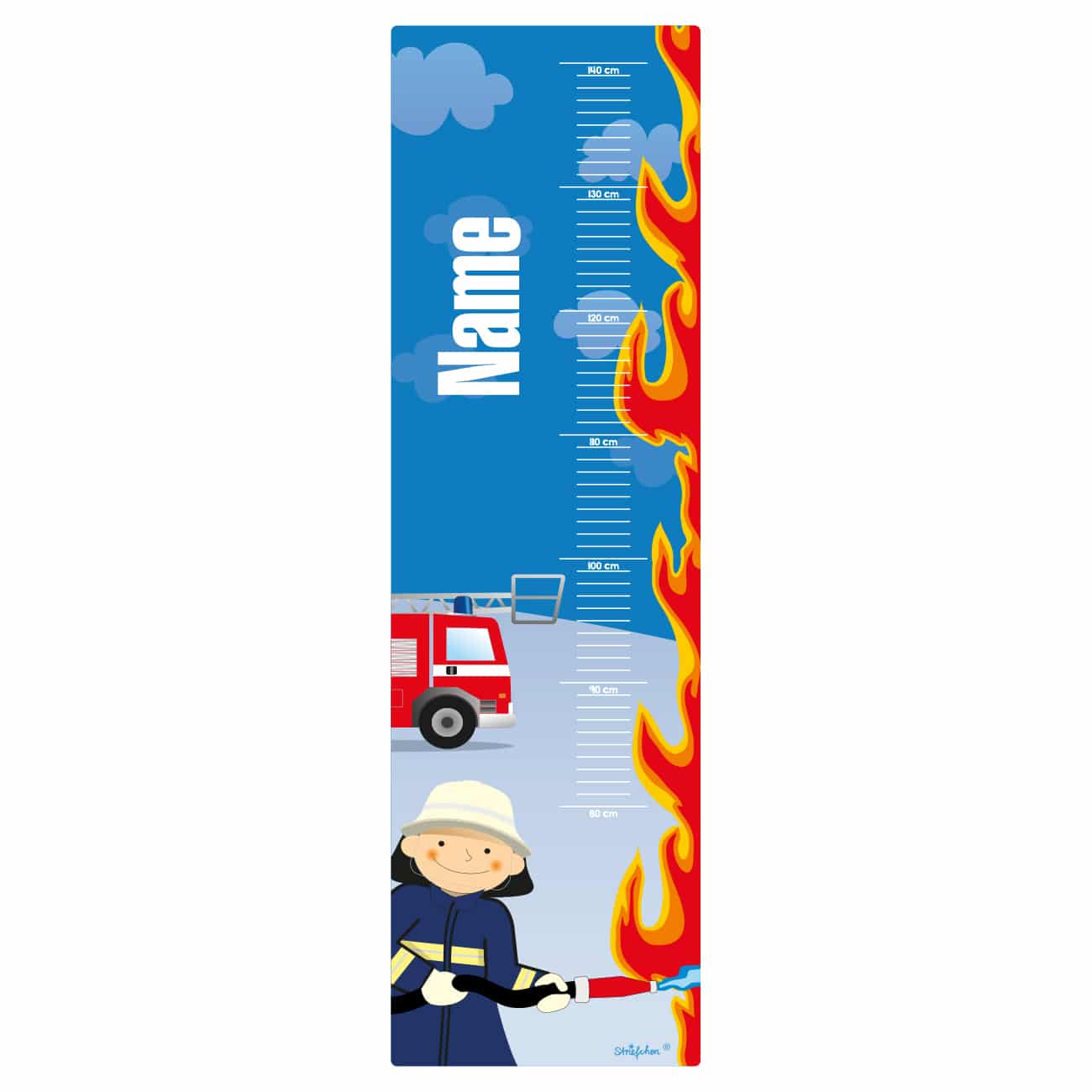 Messlatte zum Aufkleben mit Wunschname bedruckt