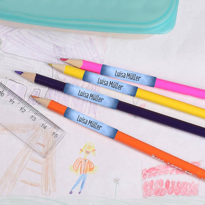 Namensaufkleber in 15 verschiedenen Farben für Schulkinder