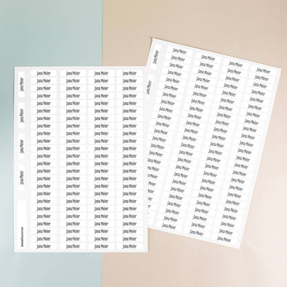 200 Namensaufkleber in 15 verschiedenen Farben