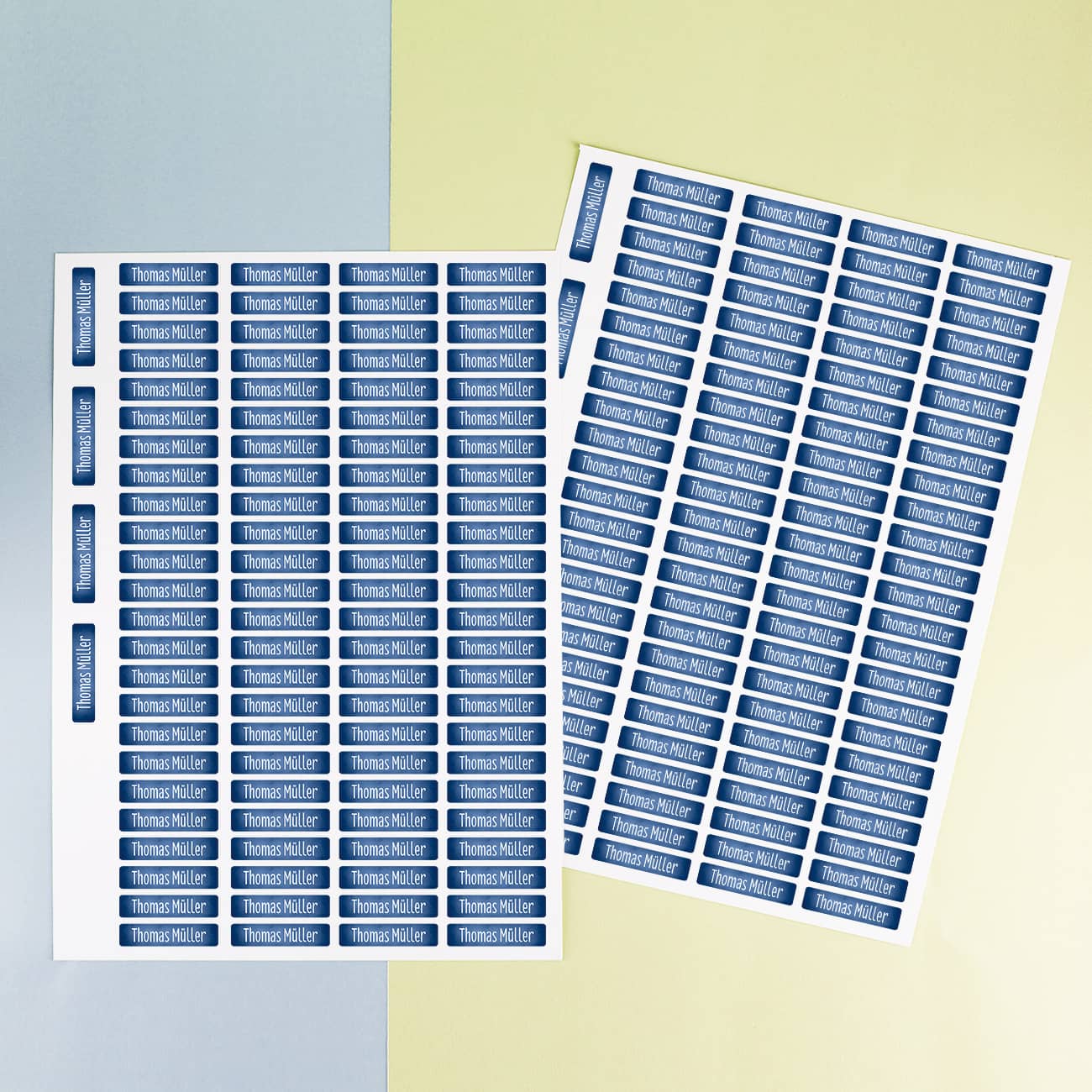 2 Bögen mit insgesamt 200 Namensaufkleber - Dunkelblau