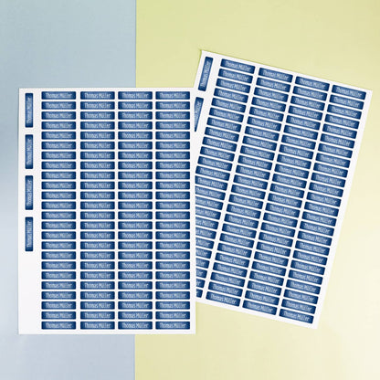 2 Bögen mit insgesamt 200 Namensaufkleber - Dunkelblau