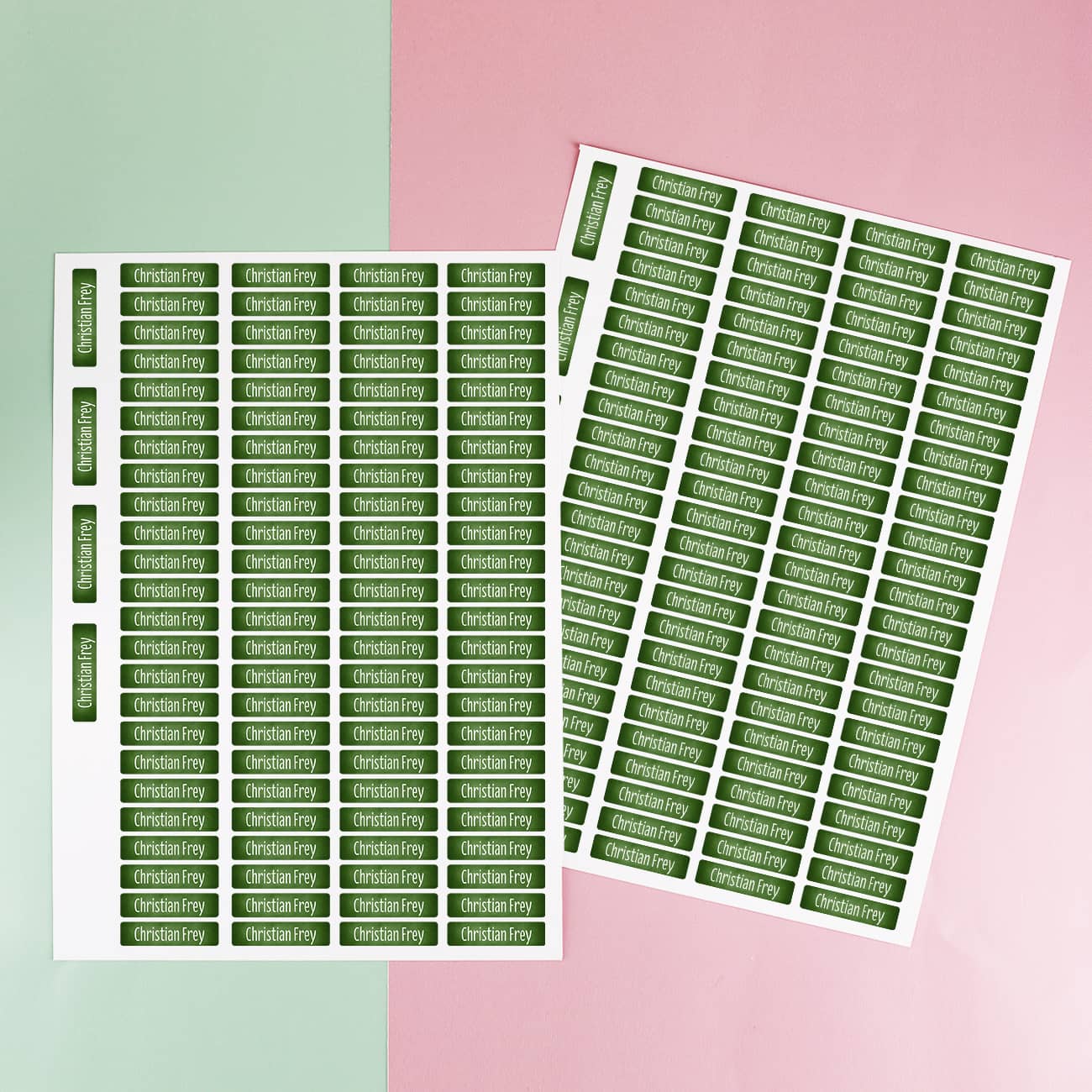2 Bögen mit insgesamt 200 Namensaufkleber - Dunkelgrün