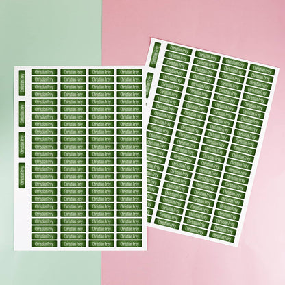 2 Bögen mit insgesamt 200 Namensaufkleber - Dunkelgrün