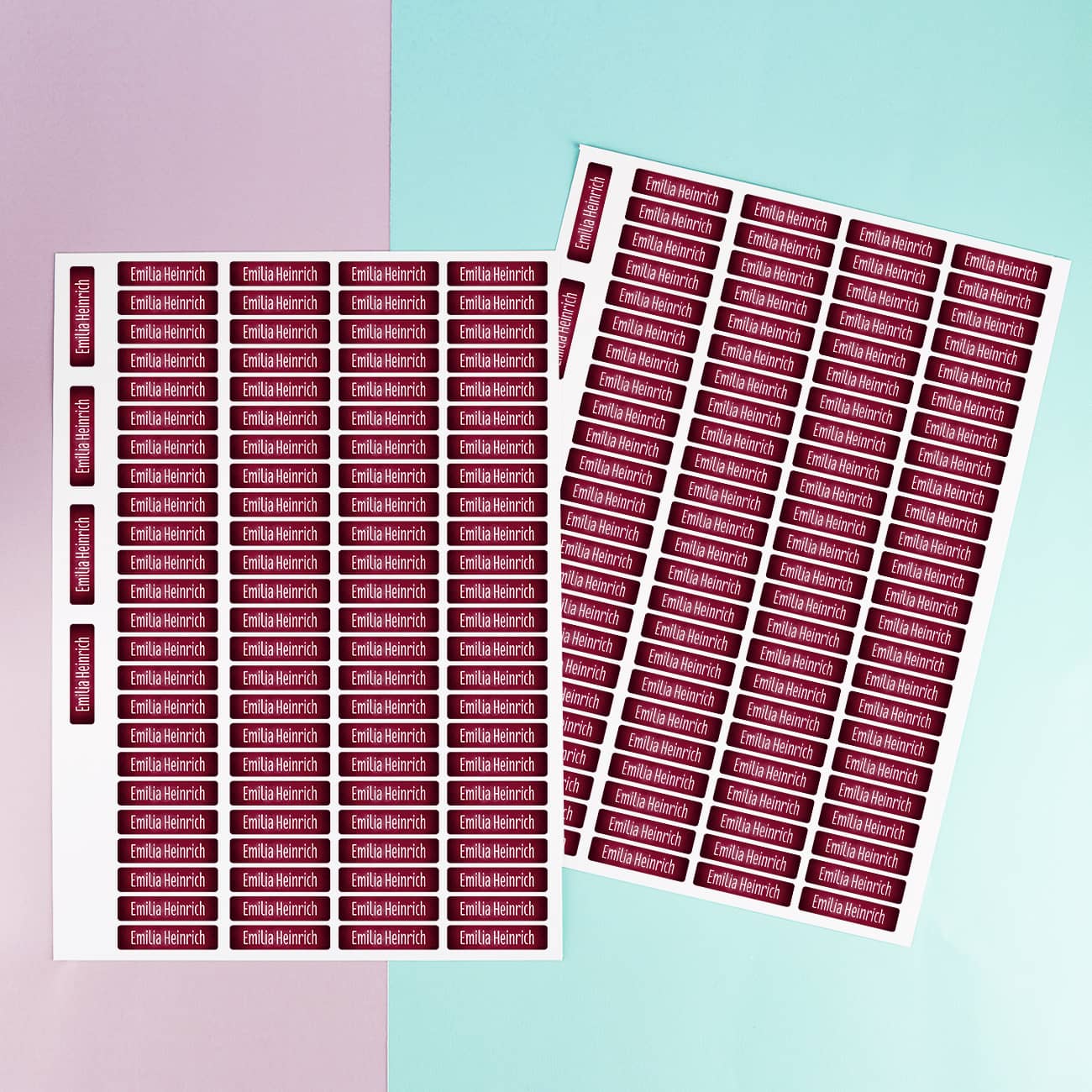 2 Bögen mit insgesamt 200 Namensaufkleber - Weinrot