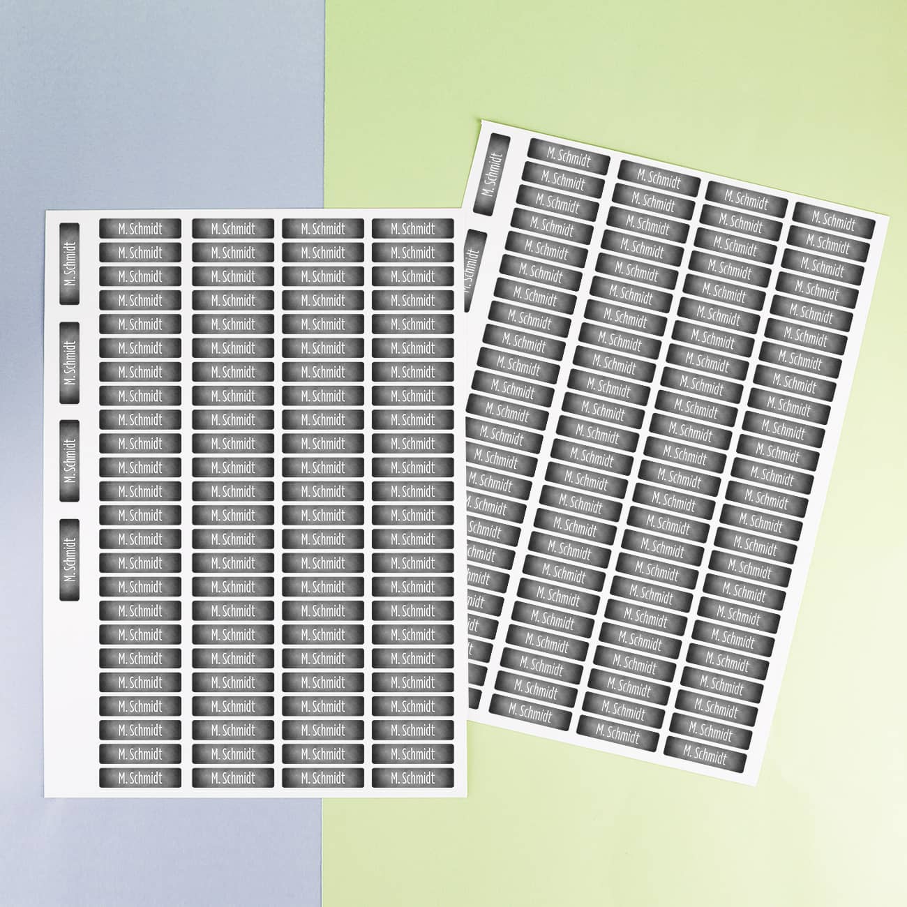 2 Bögen mit insgesamt 200 Namensaufkleber - Grau