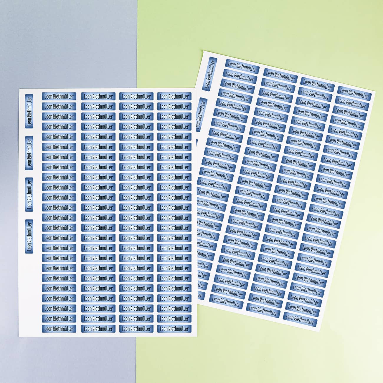 2 Bögen mit insgesamt 200 Namensaufkleber - Hellblau