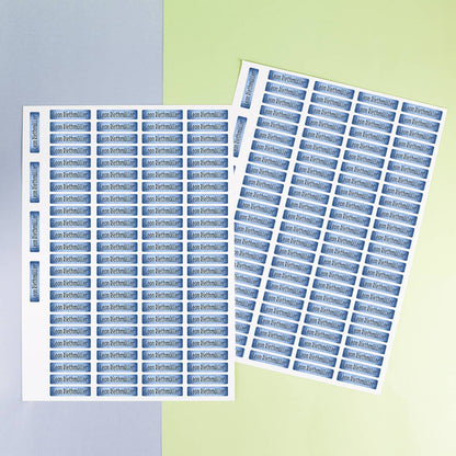 2 Bögen mit insgesamt 200 Namensaufkleber - Hellblau