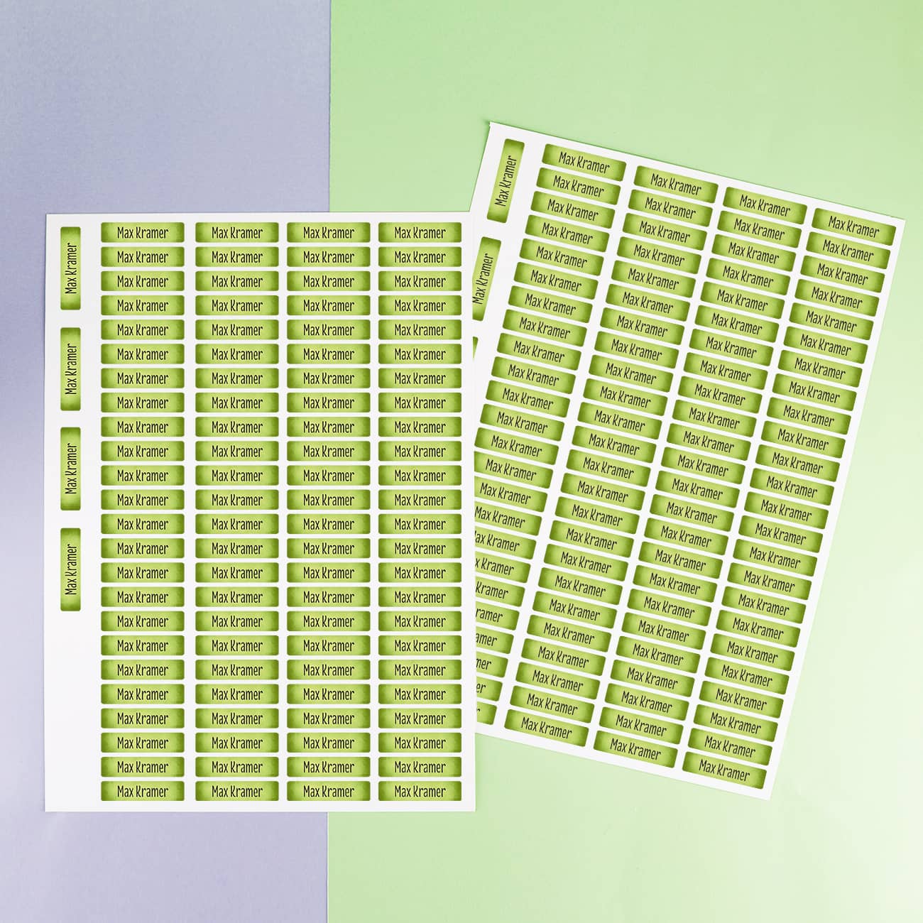 2 Bögen mit insgesamt 200 Namensaufkleber - Hellgrün
