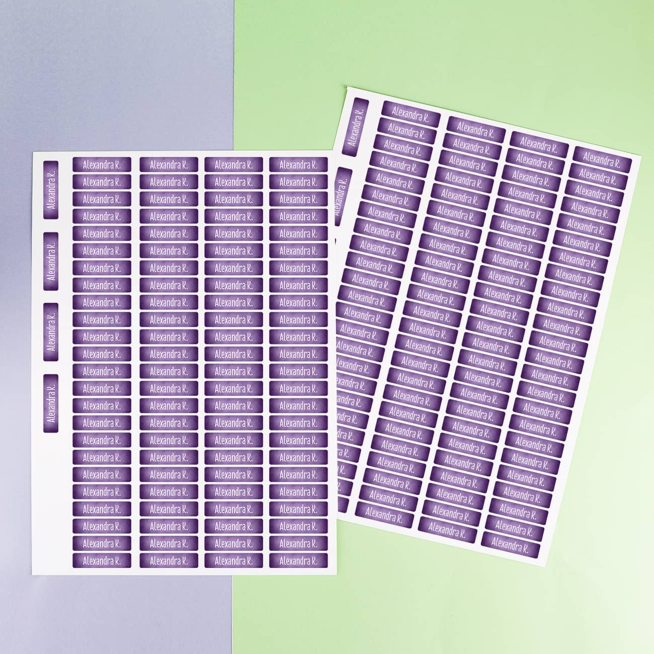 2 Bögen mit insgesamt 200 Namensaufkleber - Lila