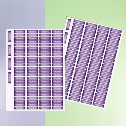 2 Bögen mit insgesamt 200 Namensaufkleber - Lila