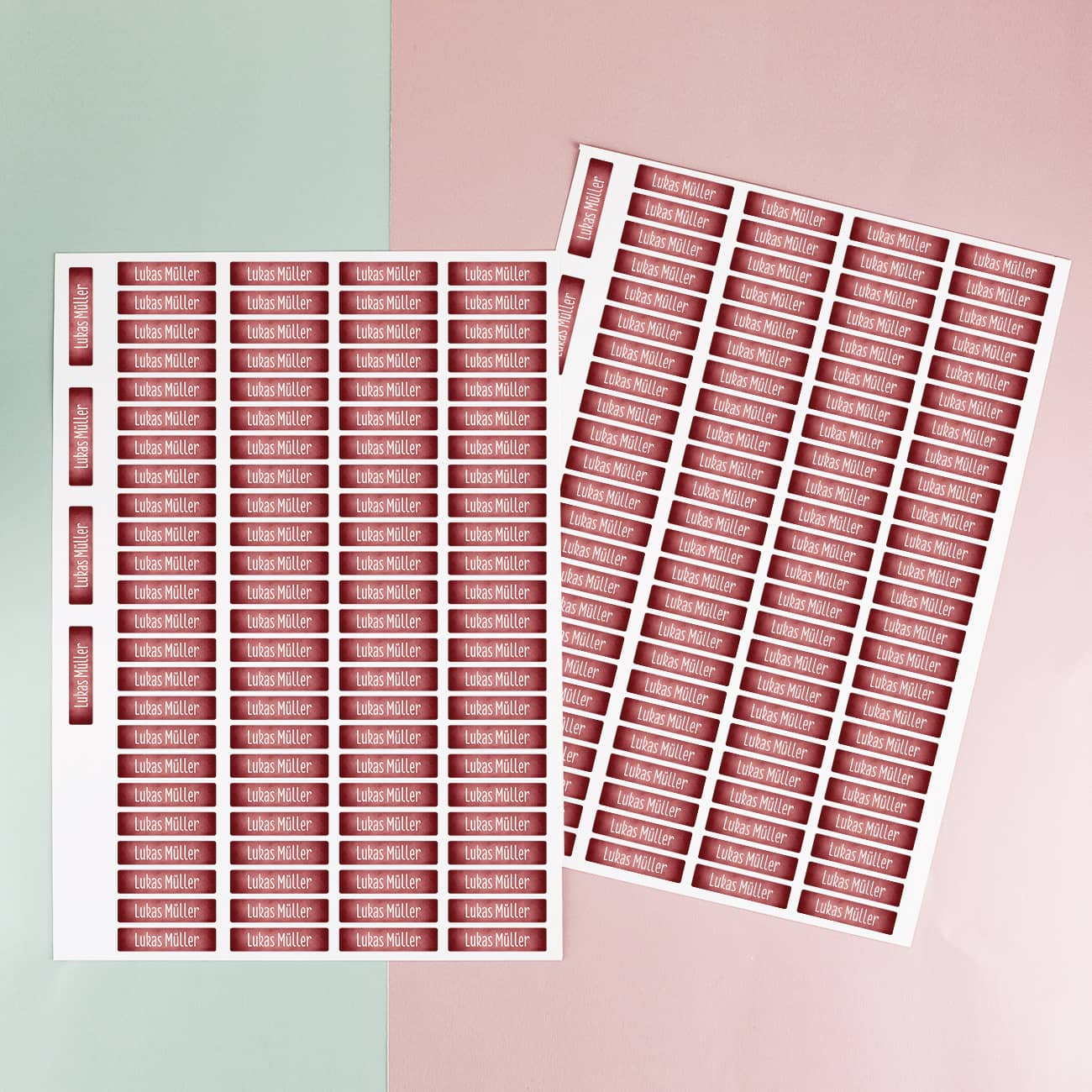 2 Bögen mit insgesamt 200 Namensaufkleber - Rot