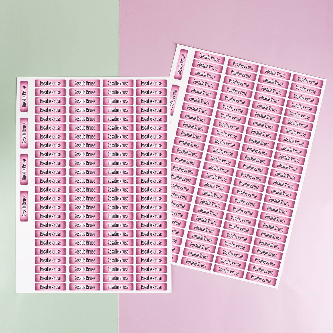 2 Bögen mit insgesamt 200 Namensaufkleber - Rosa