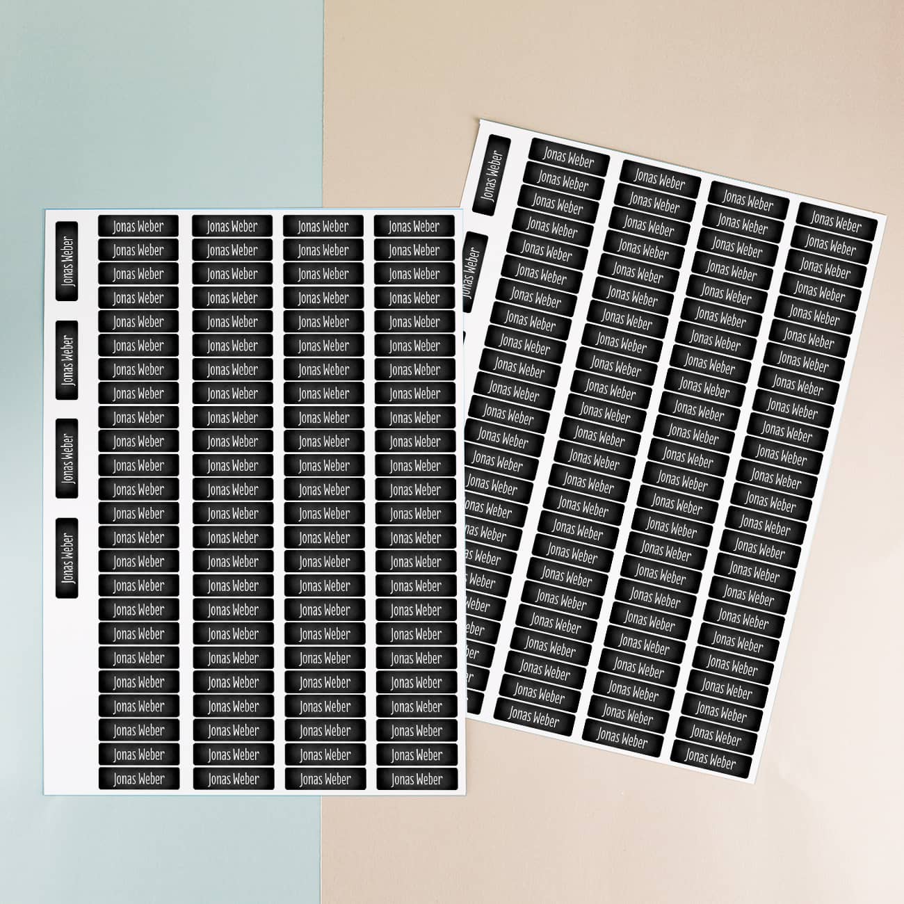 2 Bögen mit insgesamt 200 Namensaufkleber - Schwarz