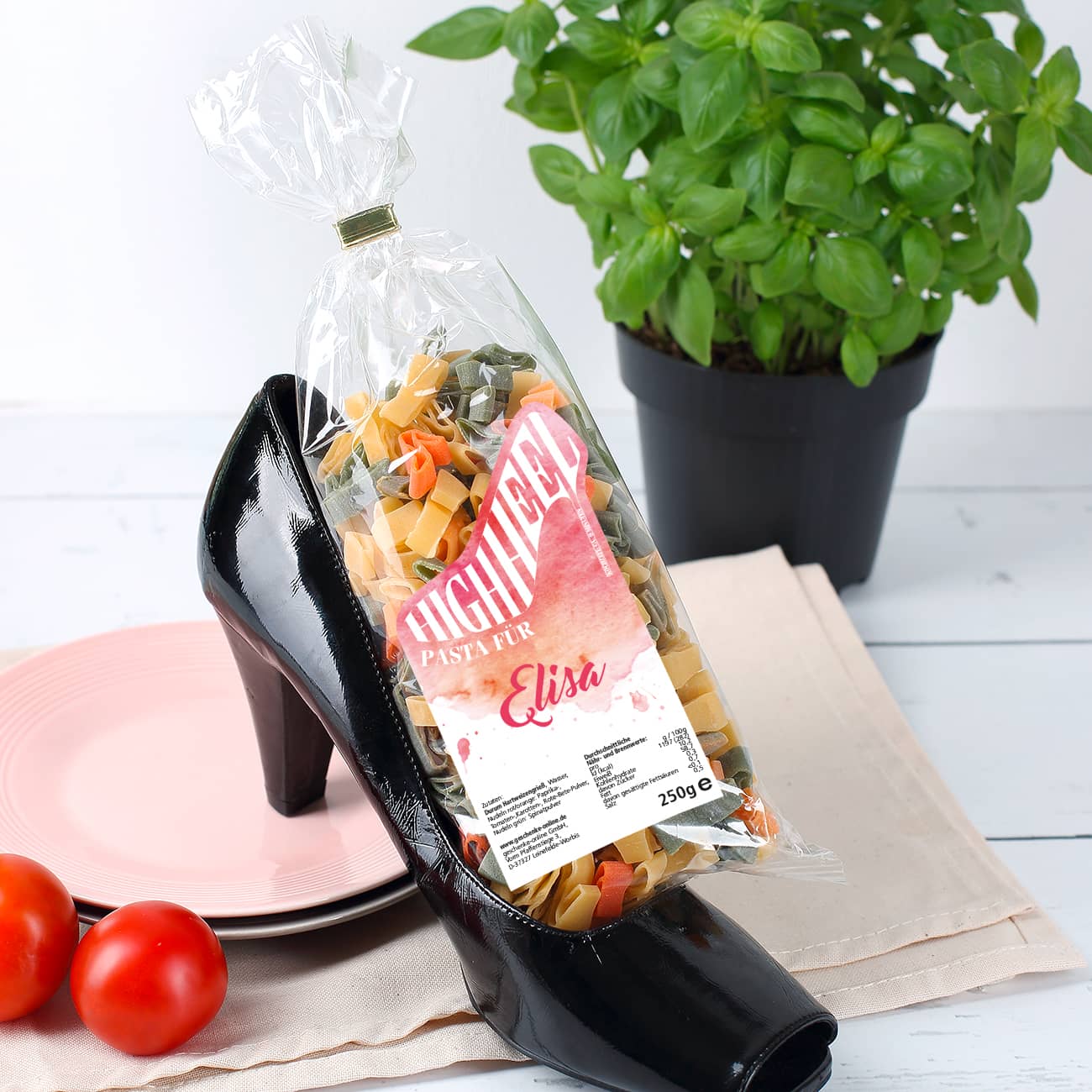 Nudeln "High Heels" mit Name