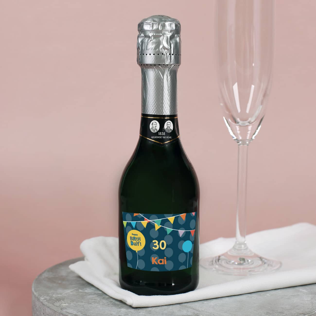 Geburtstagssekt mit Name und Alter 