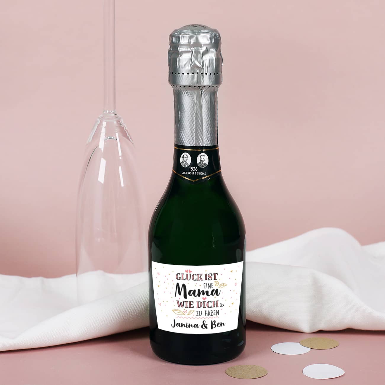 Glück ist, eine Mama wie dich zu haben - kleiner Sekt mit Wunschtext