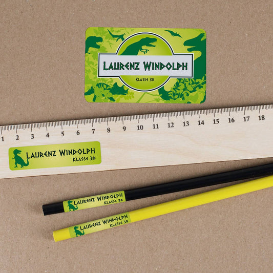 XXL Aufkleber Set mit Dinosauriermotiv und Wunschname