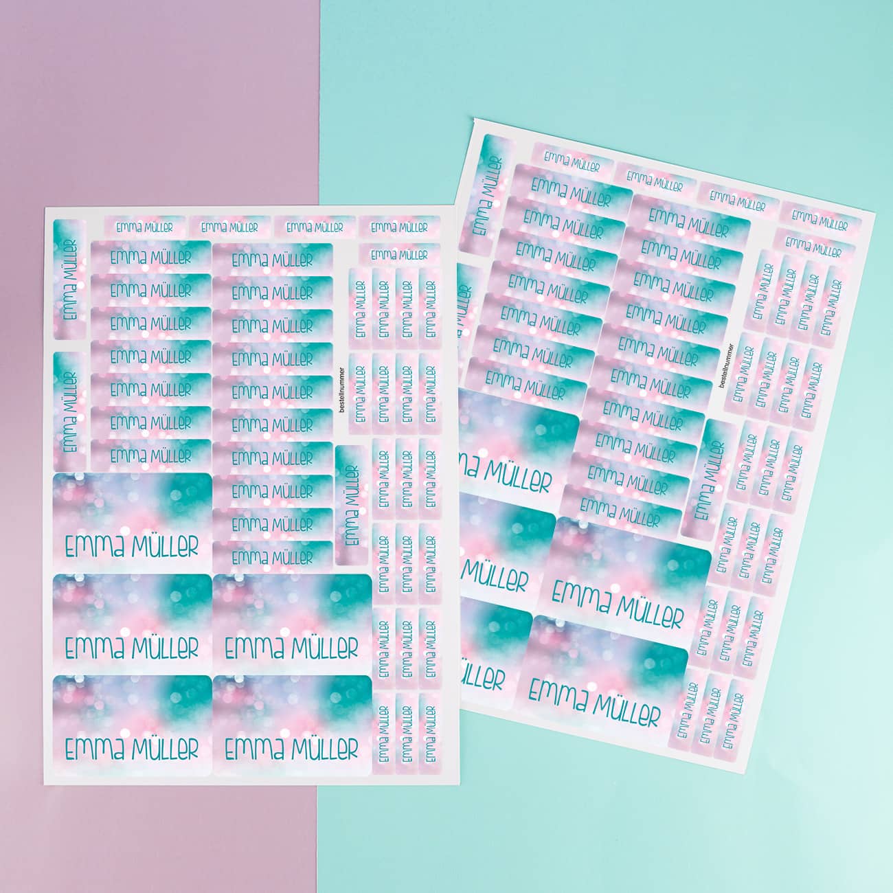 2 Bögen mit insgesamt 100 Aufkleber