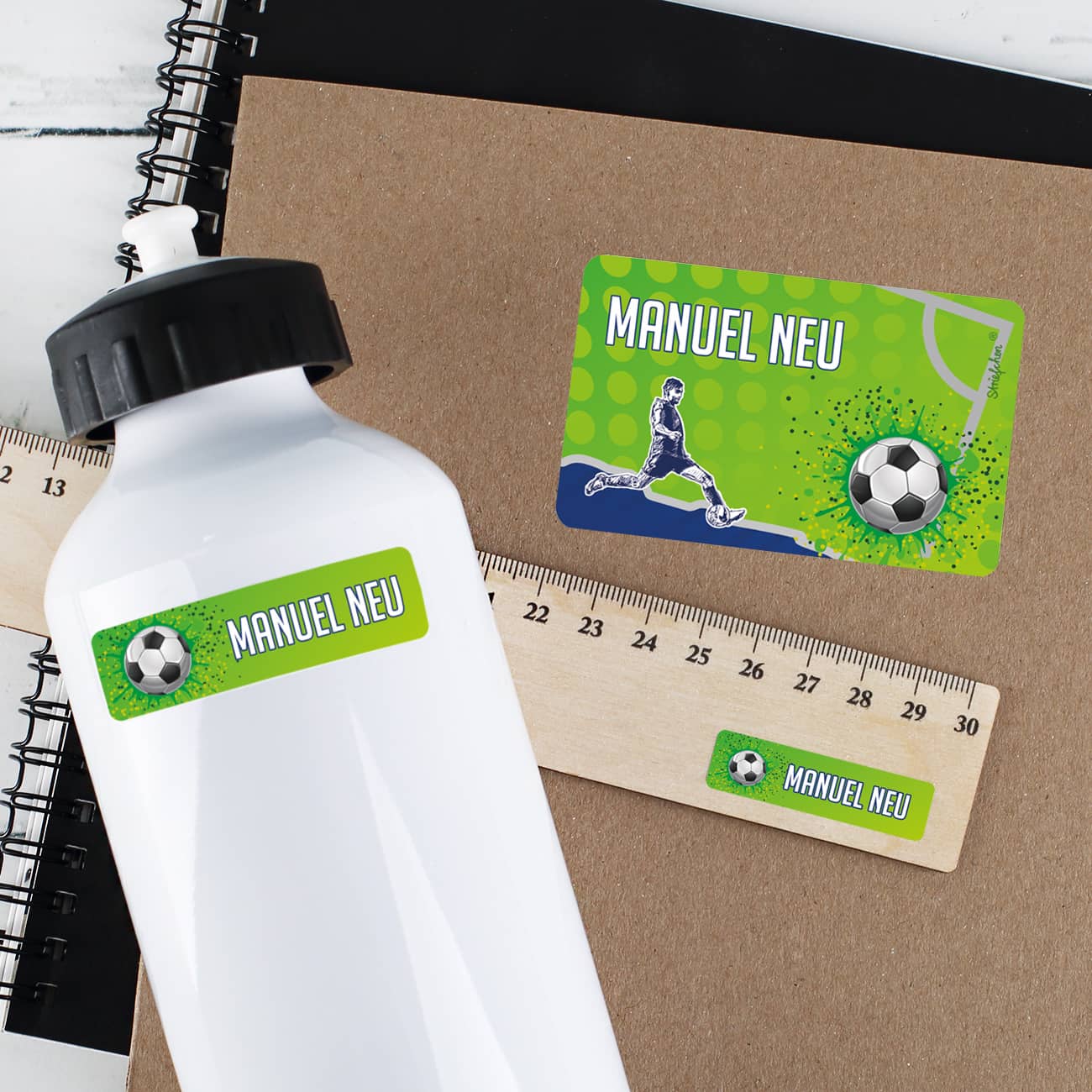 Fußball - Aufkleberset mit Name, in 3 Größen